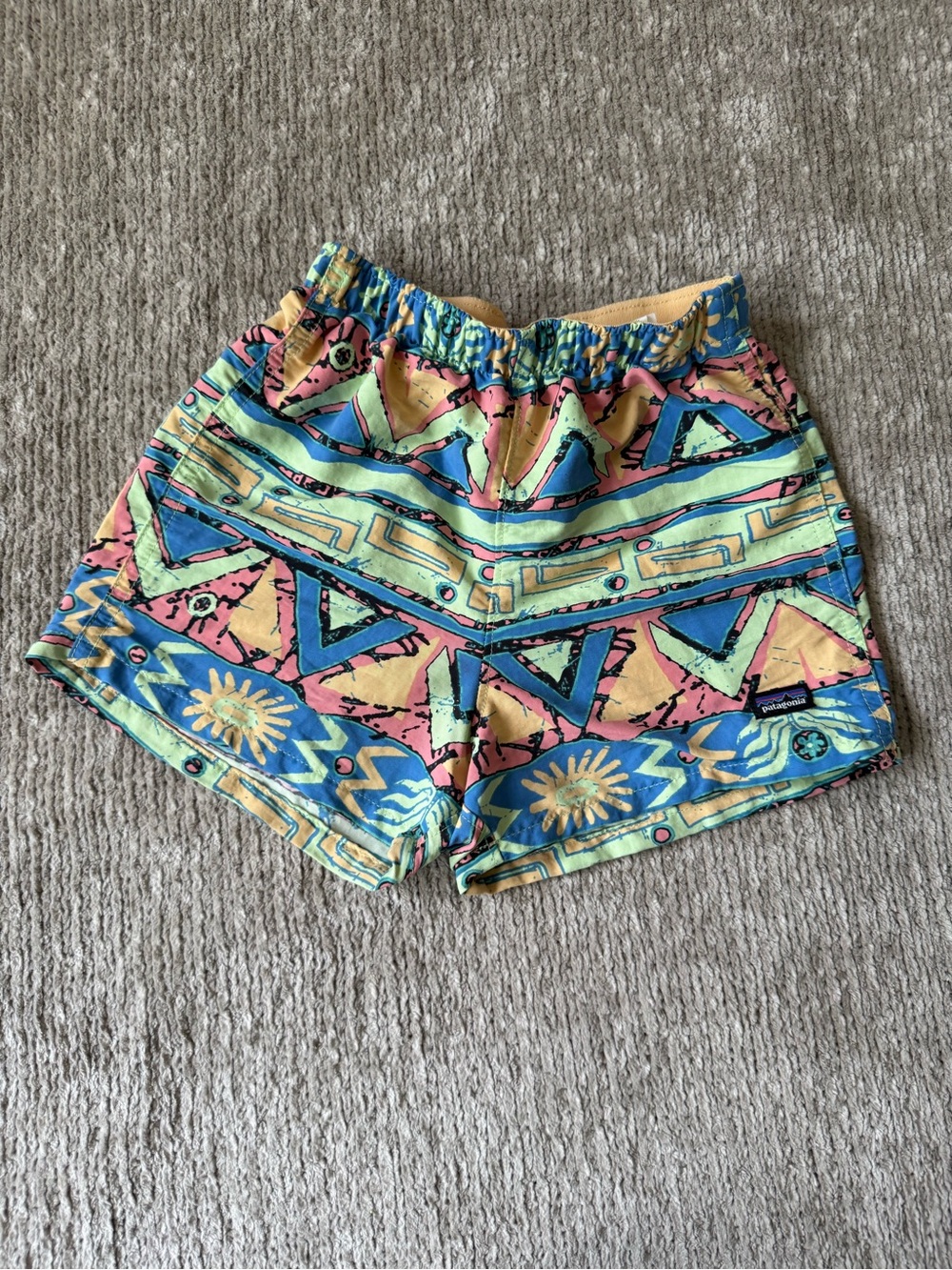 Patagonia Baby Baggies Shorts 2T Retro Geometric Multicolor Recycled Nylon